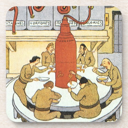 wetenschapskerij, laboratoriumwetenschappers eten bier onderzetter (Voorkant)