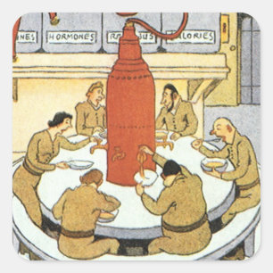  wetenschapskerij, laboratoriumwetenschappers eten vierkante sticker