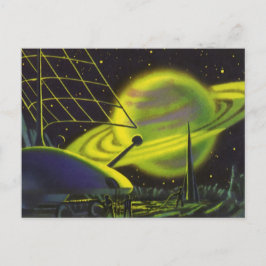 wetenschapsketen Neon Green Planet w Rings Briefkaart