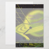  wetenschapsketen Neon Green Planet w Rings Briefpapier (Voorkant / Achterkant)