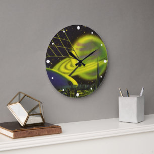 wetenschapsketen Neon Green Planet w Rings Grote Klok