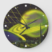  wetenschapsketen Neon Green Planet w Rings Grote Klok (Voorkant)