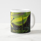  wetenschapsketen Neon Green Planet w Rings Grote Koffiekop (Voorkant rechts)