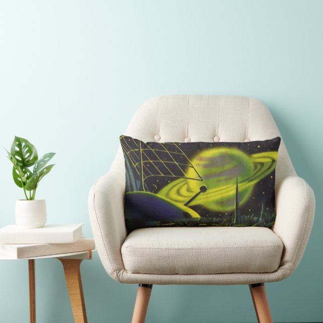  wetenschapsketen Neon Green Planet w Rings Kussen (Stoel)