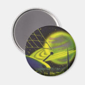  wetenschapsketen Neon Green Planet w Rings Magneet (Voorkant / Achterkant)