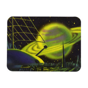  wetenschapsketen Neon Green Planet w Rings Magneet
