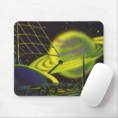 wetenschapsketen Neon Green Planet w Rings Muismat (Met muis)