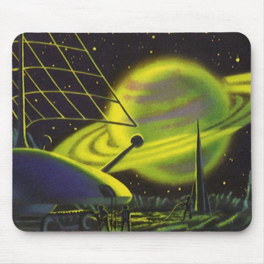 wetenschapsketen Neon Green Planet w Rings Muismat (Voorkant)