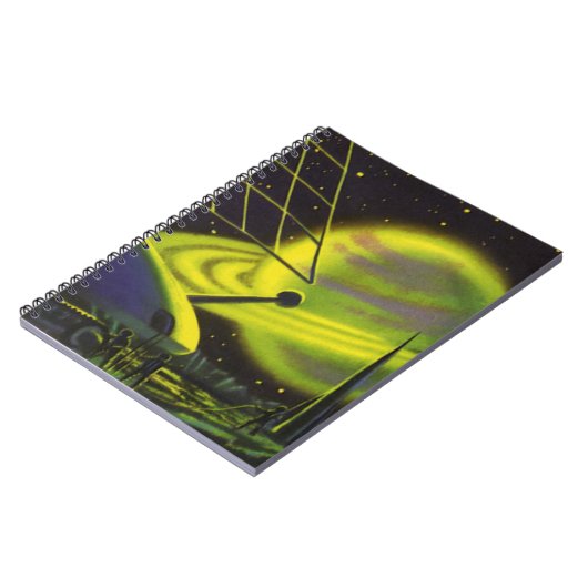  wetenschapsketen Neon Green Planet w Rings Notitieboek (Linkerzijde)