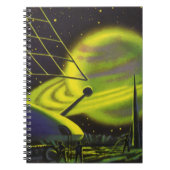  wetenschapsketen Neon Green Planet w Rings Notitieboek (Voorkant)