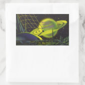  wetenschapsketen Neon Green Planet w Rings Rechthoekige Sticker (Tas)