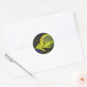  wetenschapsketen Neon Green Planet w Rings Ronde Sticker (Envelop)