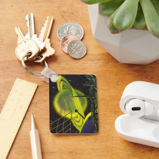  wetenschapsketen Neon Green Planet w Rings Sleutelhanger (Bureau)