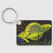  wetenschapsketen Neon Green Planet w Rings Sleutelhanger (Achterkant)