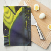  wetenschapsketen Neon Green Planet w Rings Theedoek (Quarter Fold)