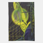  wetenschapsketen Neon Green Planet w Rings Theedoek (Verticaal)