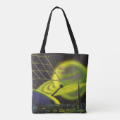  wetenschapsketen Neon Green Planet w Rings Tote Bag (Achterkant)