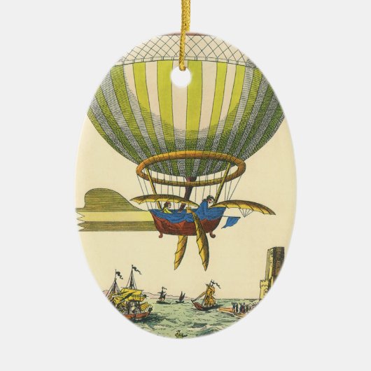  wetenschapsketen Steampunk Hot Air ballon Keramisch Ornament (Voorkant)