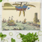  wetenschapsketen Steampunk Hot Air ballon Theedoek (Gevouwen)