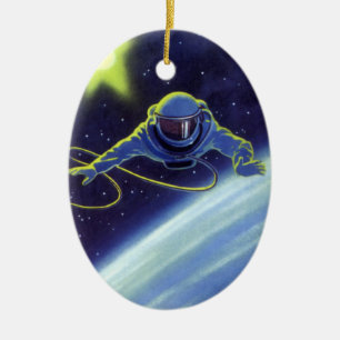 wetenschapskeuforonaut op een ruimtevaart keramisch ornament