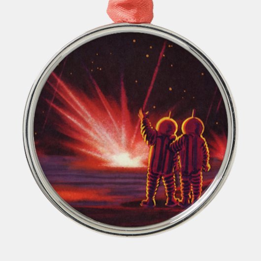  wetenschapskeuzes Alien Red Planet Explosion Metalen Ornament (Voorkant)
