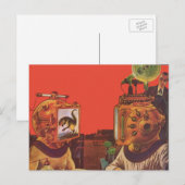  wetenschapskictie, Alien Steam Punk helmen Briefkaart (Voorkant / Achterkant)