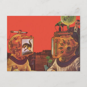 wetenschapskictie, Alien Steam Punk helmen Briefkaart