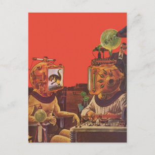 wetenschapskictie, Alien Steam Punk helmen Briefkaart