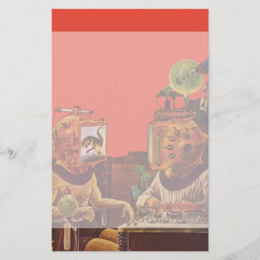  wetenschapskictie, Alien Steam Punk helmen Briefpapier (Voorkant)