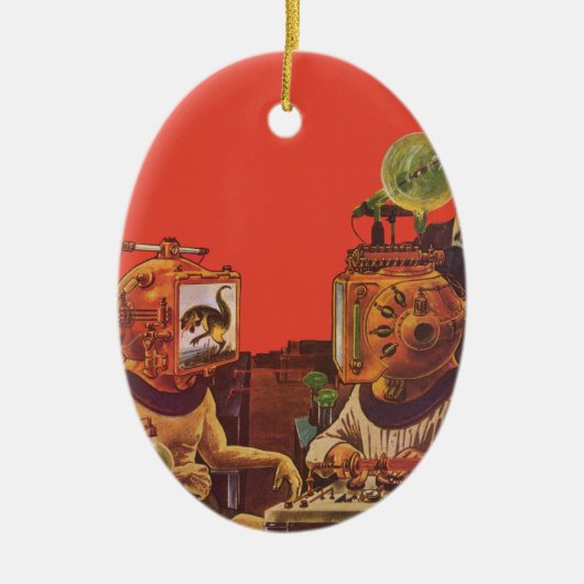 wetenschapskictie, Alien Steam Punk helmen Keramisch Ornament (Voorkant)