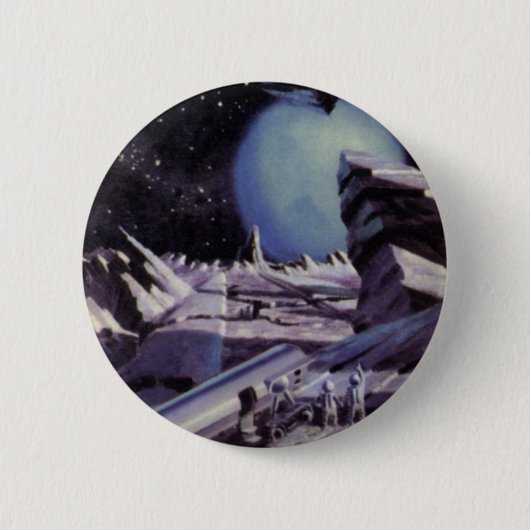  wetenschapskictie, Aliens op maan in ruimte Ronde Button 5,7 Cm (Voorkant)
