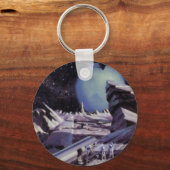  wetenschapskictie, Aliens op maan in ruimte Sleutelhanger (Voorkant)