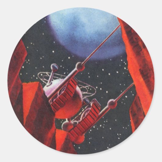 wetenschapskictie, Canyon Space Moon Rover Ronde Sticker (Voorkant)