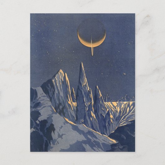  wetenschapskictie, Crescent Moon Snow Planet Briefkaart (Voorkant)