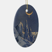 wetenschapskictie, Crescent Moon Snow Planet Keramisch Ornament (Rechts)