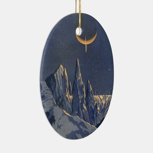 wetenschapskictie, Crescent Moon Snow Planet Keramisch Ornament (Rechts)