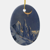 wetenschapskictie, Crescent Moon Snow Planet Keramisch Ornament (Voorkant)