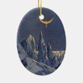 wetenschapskictie, Crescent Moon Snow Planet Keramisch Ornament (Achterkant)