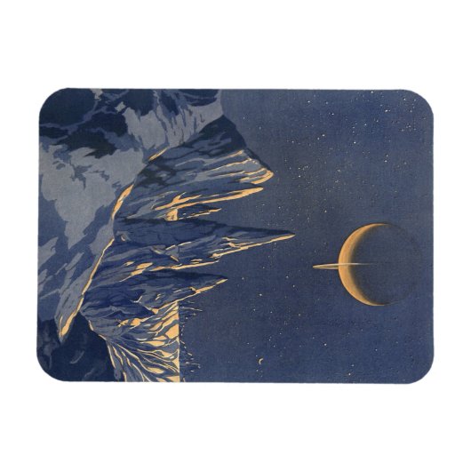  wetenschapskictie, Crescent Moon Snow Planet Magneet (Horizontaal)