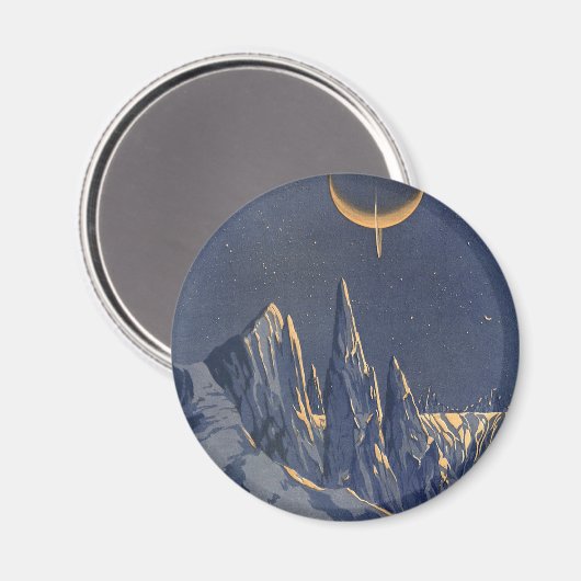  wetenschapskictie, Crescent Moon Snow Planet Magneet (Voorkant / Achterkant)