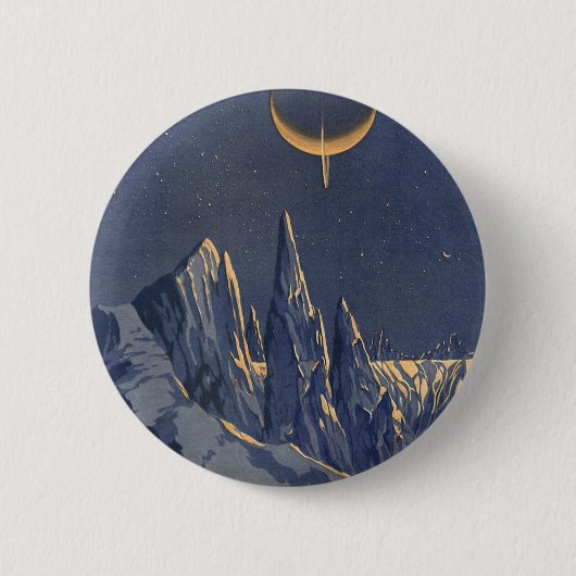 wetenschapskictie, Crescent Moon Snow Planet Ronde Button 5,7 Cm (Voorkant)