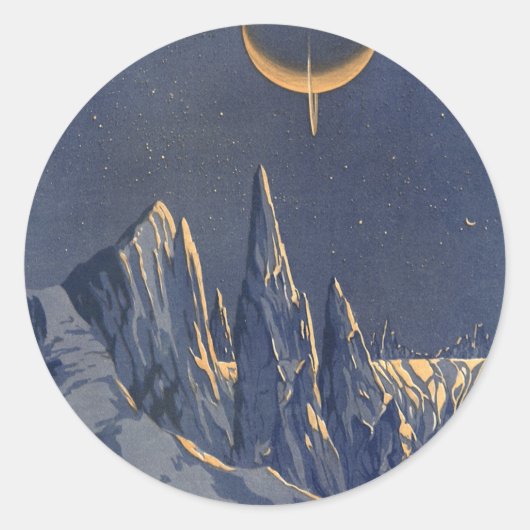  wetenschapskictie, Crescent Moon Snow Planet Ronde Sticker (Voorkant)