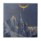  wetenschapskictie, Crescent Moon Snow Planet Tegeltje (Voorkant)