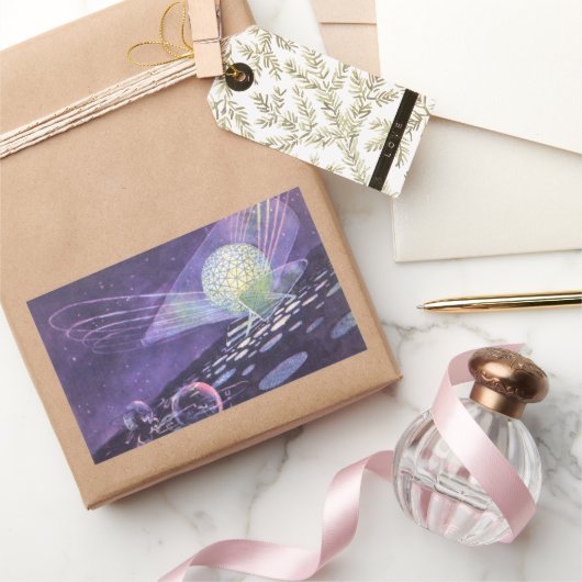  wetenschapskictie, een gloeiende Orb met buitenaa Rechthoekige Sticker (Geschenken)