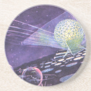 wetenschapskictie, een gloeiende Orb met buitenaa Zandsteen Onderzetter