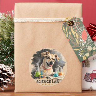 Wetenschapslab Superstar Schattige Hond met Bril Ronde Sticker
