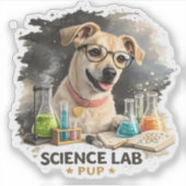 Wetenschapslab Superstar Schattige Hond met Bril Sticker (Voorkant)