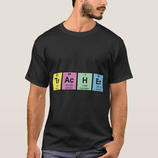 Wetenschapsleraar Chemische Elementen grappig T-shirt (Voorkant)