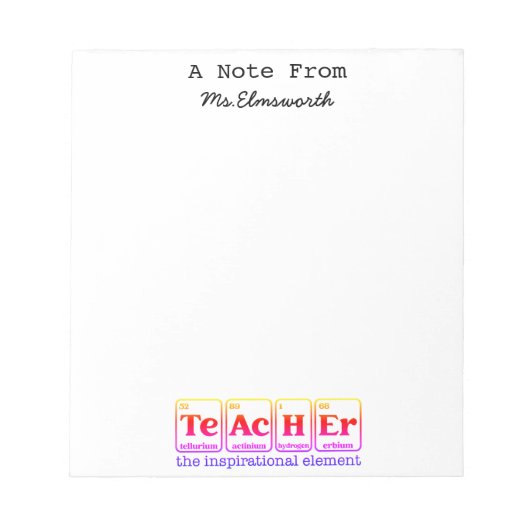 Wetenschapsleraar Custom Briefpapier Notitieblok G (Voorkant)