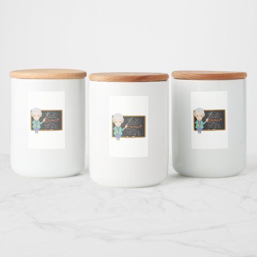 Wetenschapsleraar EMC2-formule Voedselcontainer Etiket (Flessen)